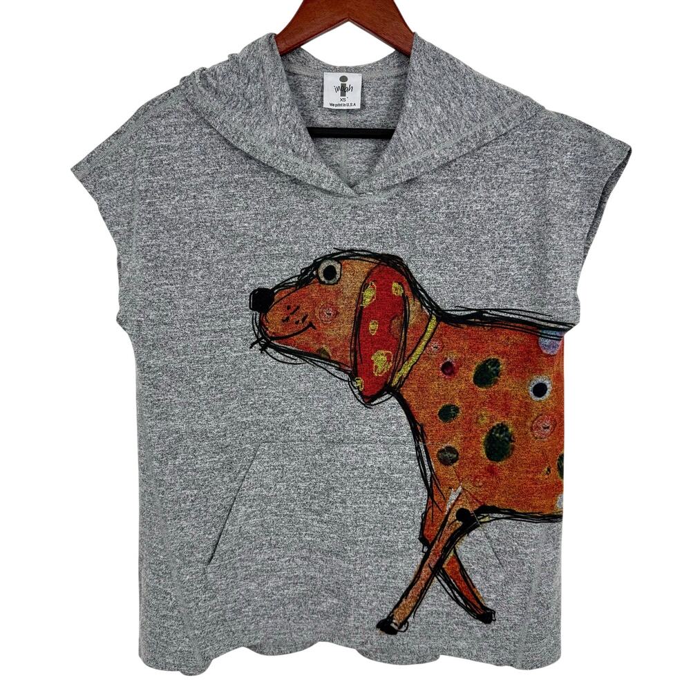 NEW NWOT Inoah Womens Sz XS Wearable Art Dogs Hoodie Tank Blouse Shirt Top